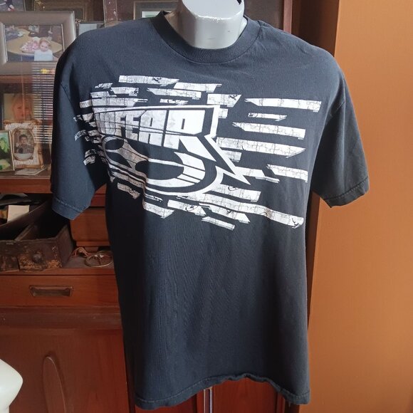 Large Vintage Y2K No Fear Black Graphic T-Shirt Distressed Print Design - Picture 2 of 5